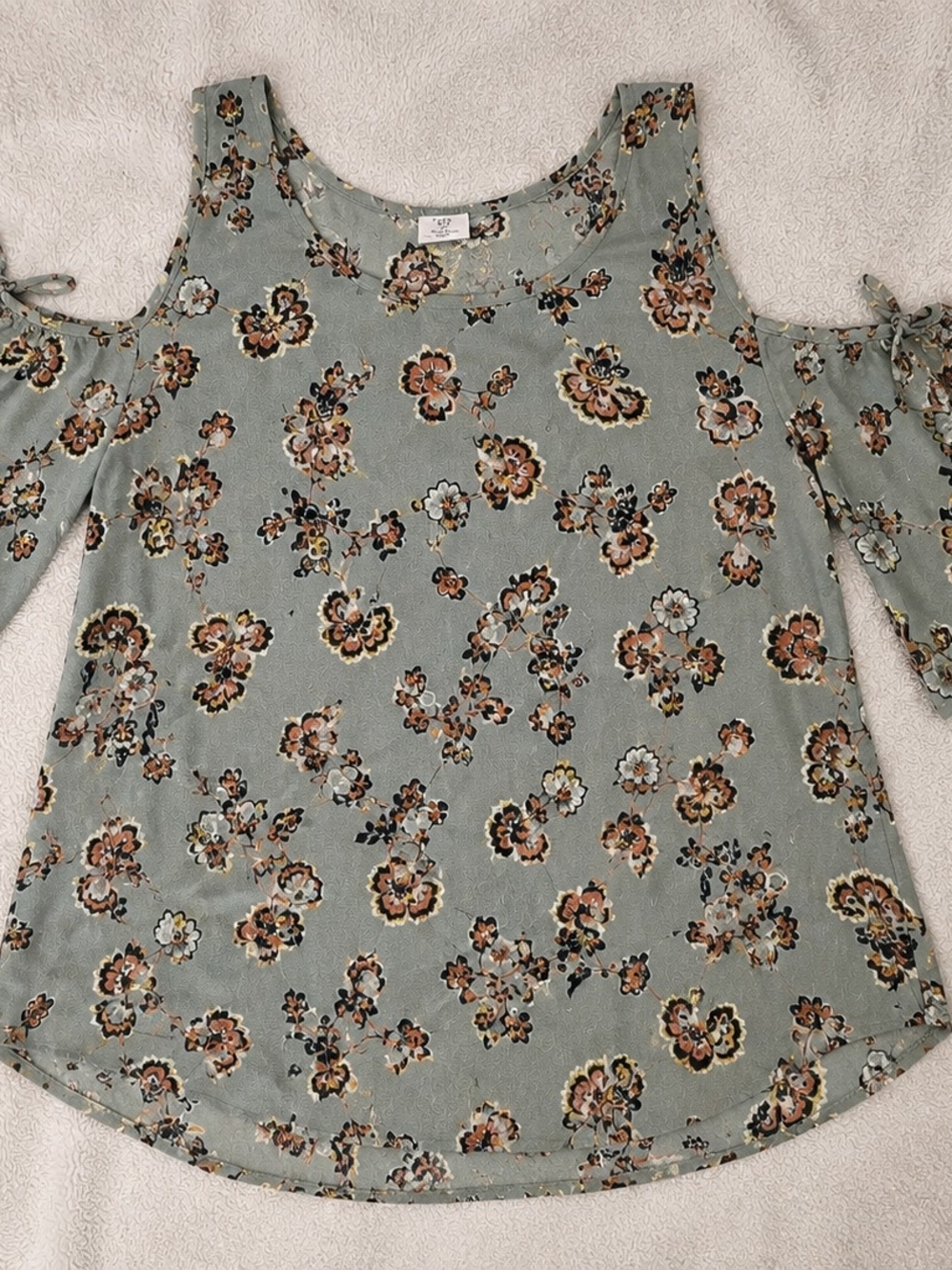 Maurices Sage Green Floral Cold-Shoulder Tunic